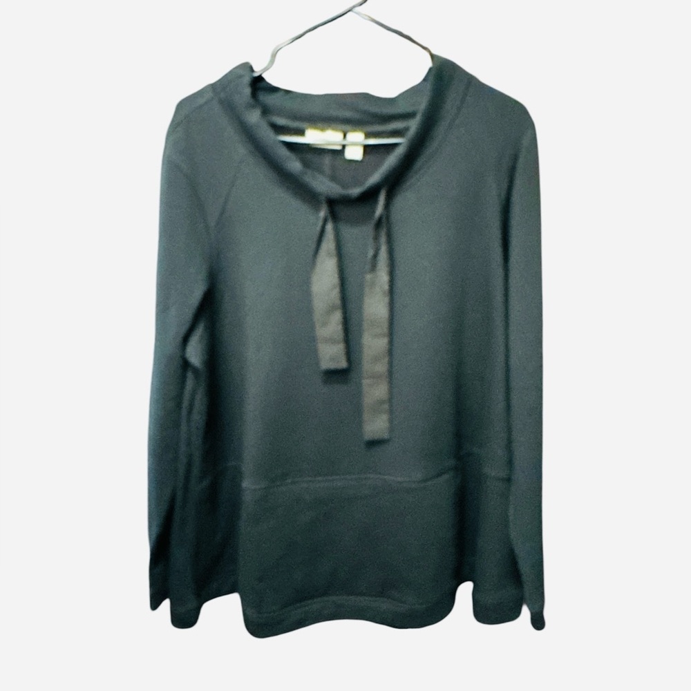 Elegant Black Women's Hoodie with Tie Neck
